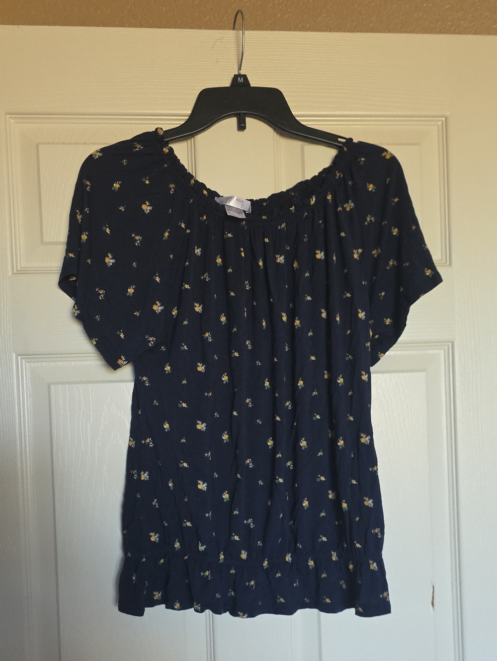 Women’s Navy Floral Off-Shoulder Blouse